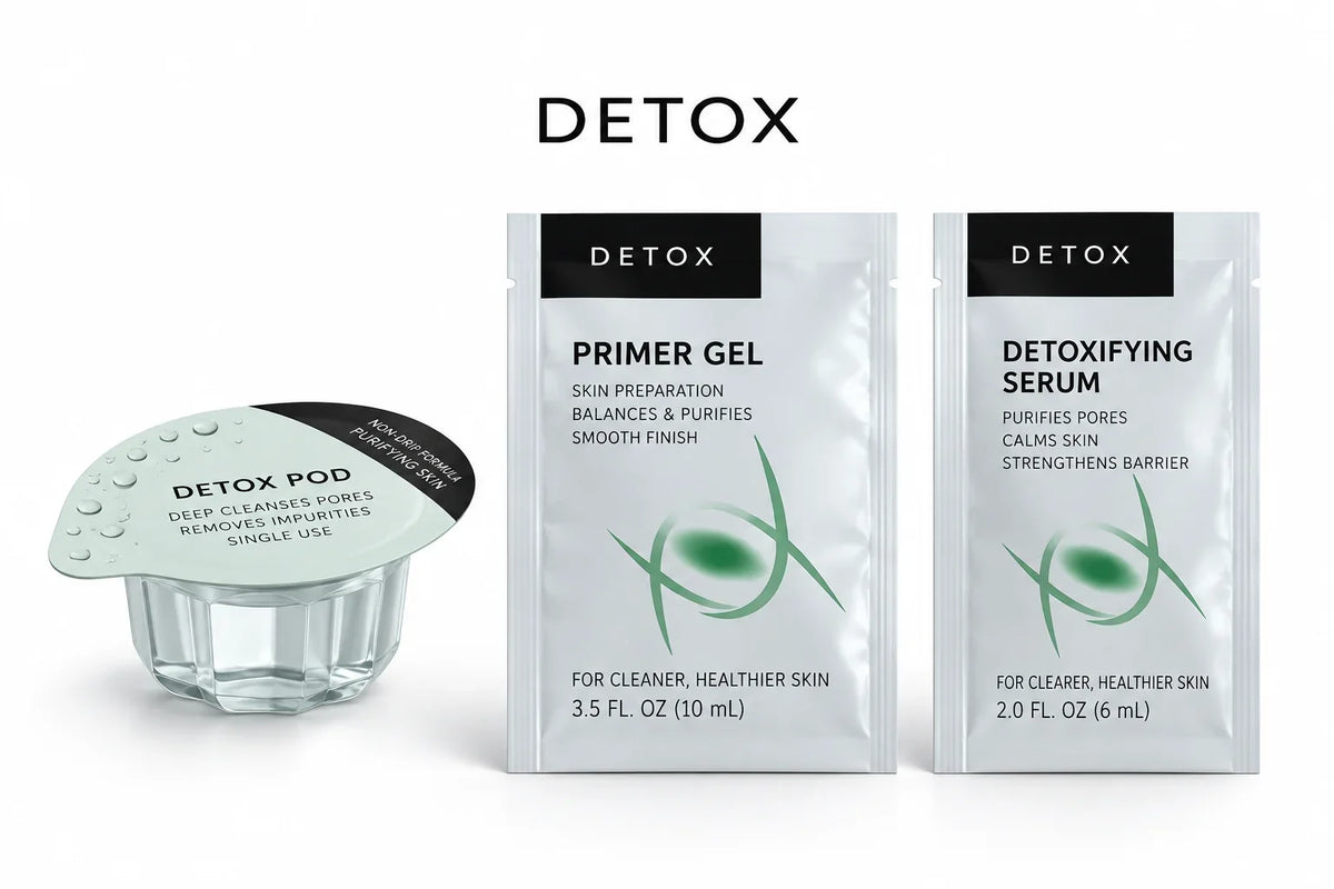 Detox pod, Gel sachet and Detoxifying Serum sachet