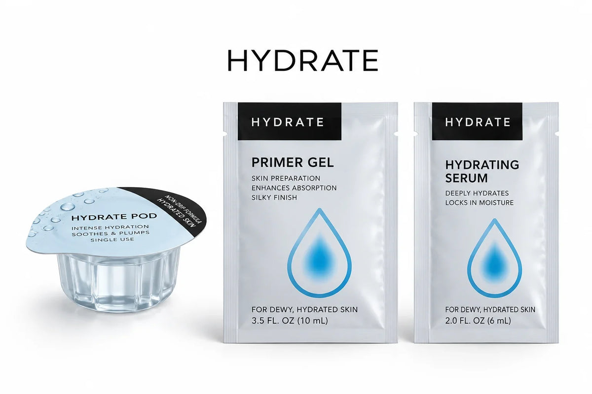 Hydrate pod, Primer Gel sachet and Hydrating Serum sachet